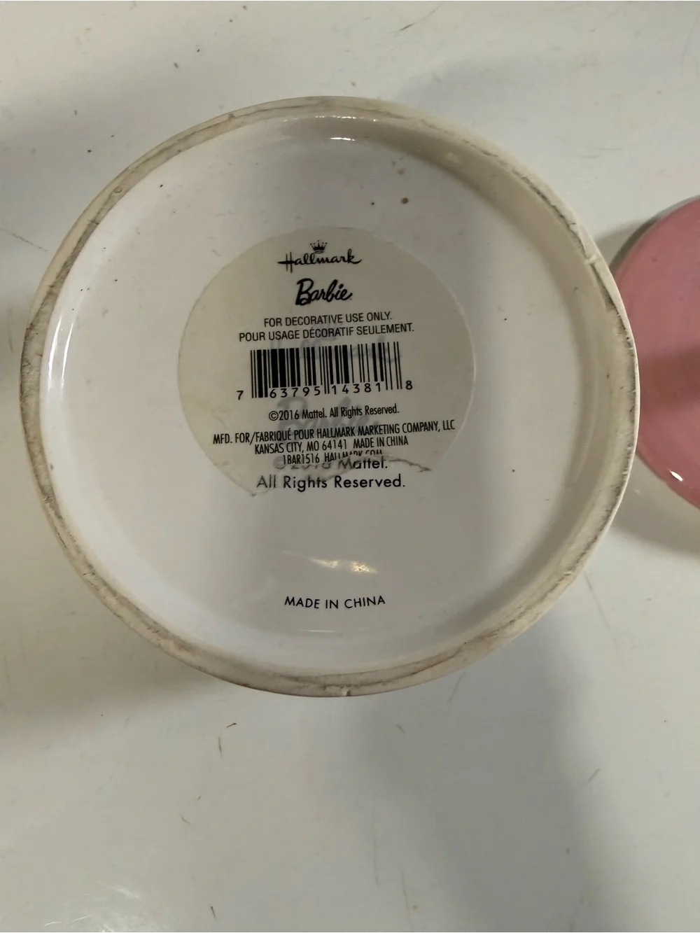 Barbie Pink and Gold Ceramic Vanity Jar
